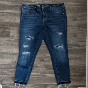 Mossimo mid rise jogging crop distressed jeans 16